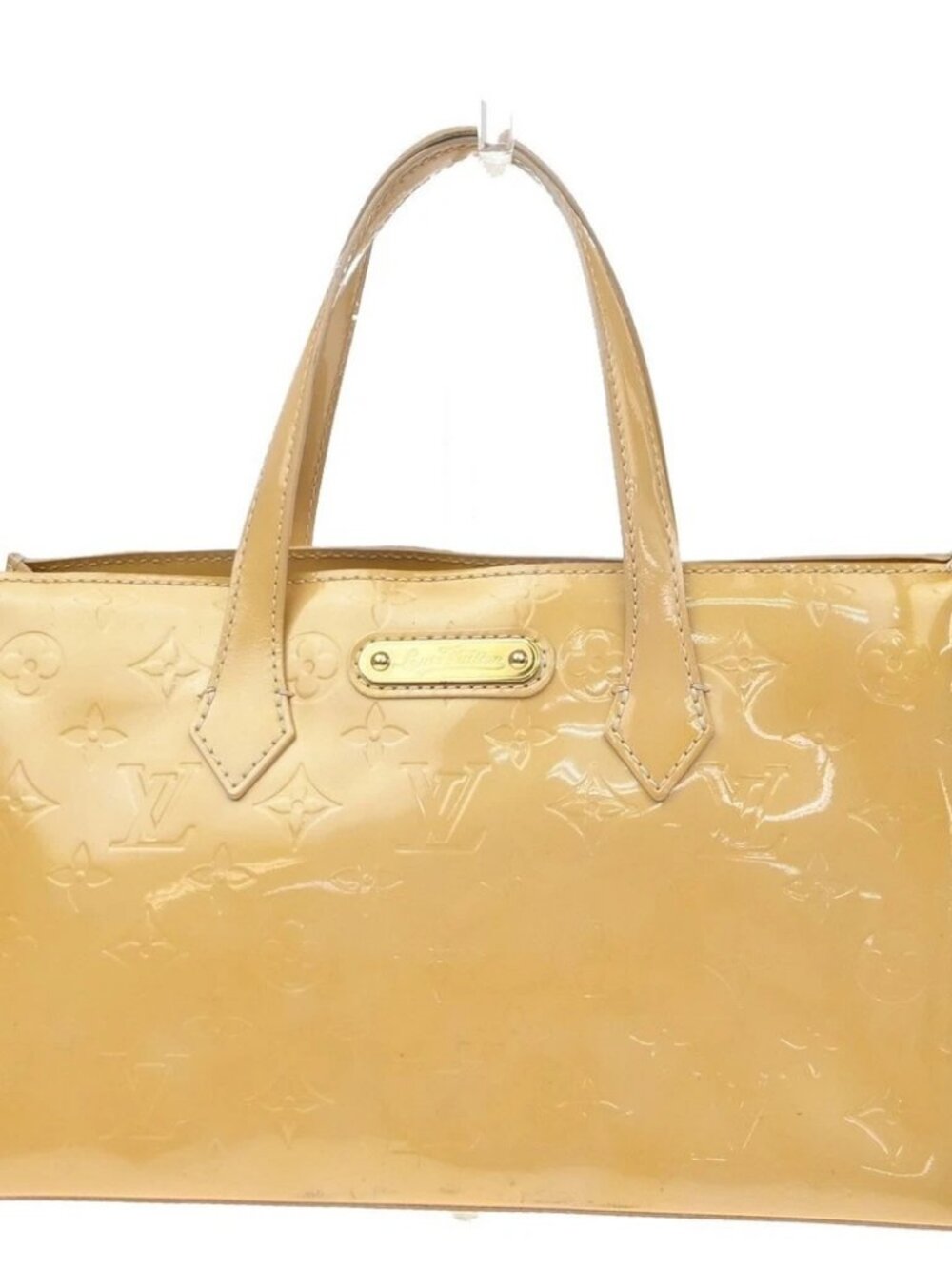 LOUIS VUITTON Wilshire PM Hand Bag Monogram Vernis Patent Beige M91642 33KP625